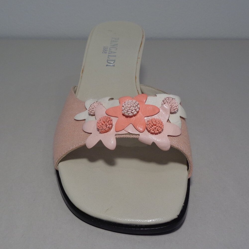 Pancaldi Size 8.5 M P3056 Coral Jeans Fabric Heeled Sandals New Women's Shoes - Picture 6 of 16